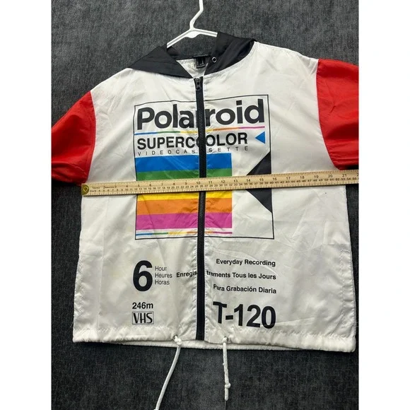 Polaroid Windbreaker Jacket Men Medium Multicolor Supercolor Hooded Drawcord Hem - Picture 10 of 16
